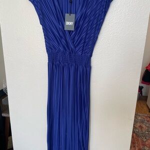 DKNY Royal Blue Pleated Maxi Dress